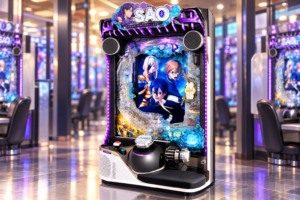 メーカー公式の実機画像を参照してAI制作した「e ソードアート・オンライン アリシゼーション 夜空」のイメージ。実機写真・仕様図・投稿者の遊技風景ではなく、細部は実物と異なる場合があります。