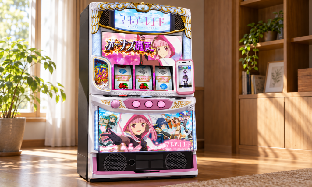 スマスロ マギアレコード 魔法少女まどか☆マギカ外伝の公表実機画像を参照してAI制作したイメージ。実機写真ではありません。